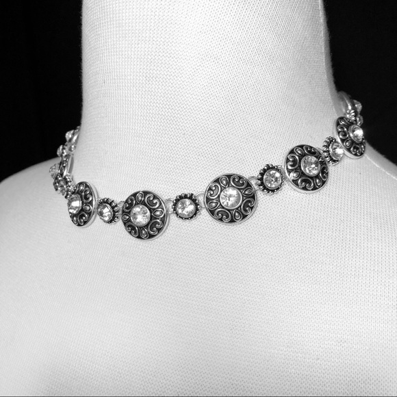 Designer Inspired Rhinestone Necklace Earrings Set - Picture 2 of 3